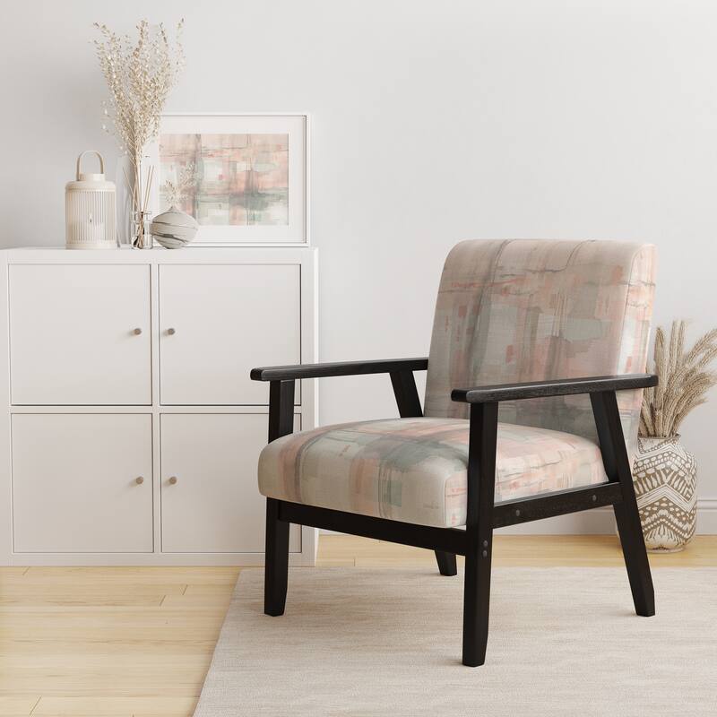 Designart "Intersect II Grey" Upholstered Pink Modern Accent Chair - Arm Chair