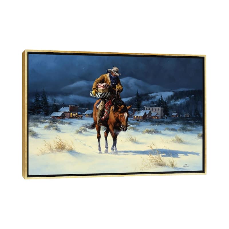 iCanvas "Bringing Christmas Home" by Jack Sorenson Framed Canvas Print - Gold - 18x26