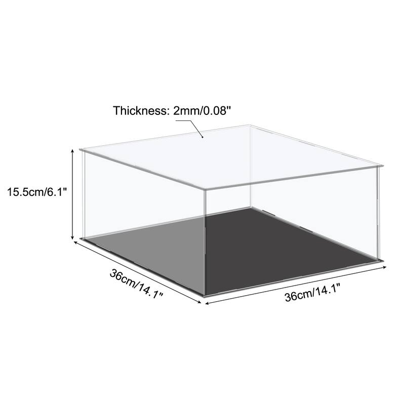 Acrylic Display Case Plastic Box Cube Storage Small Dustproof Showcase - 14.1x14.1x6.1 Inch