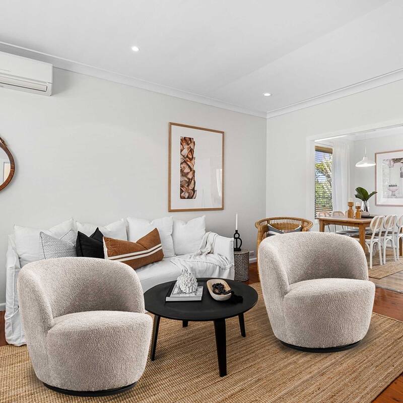 Swivel Accent Chair, Furry Round Barrel Chair