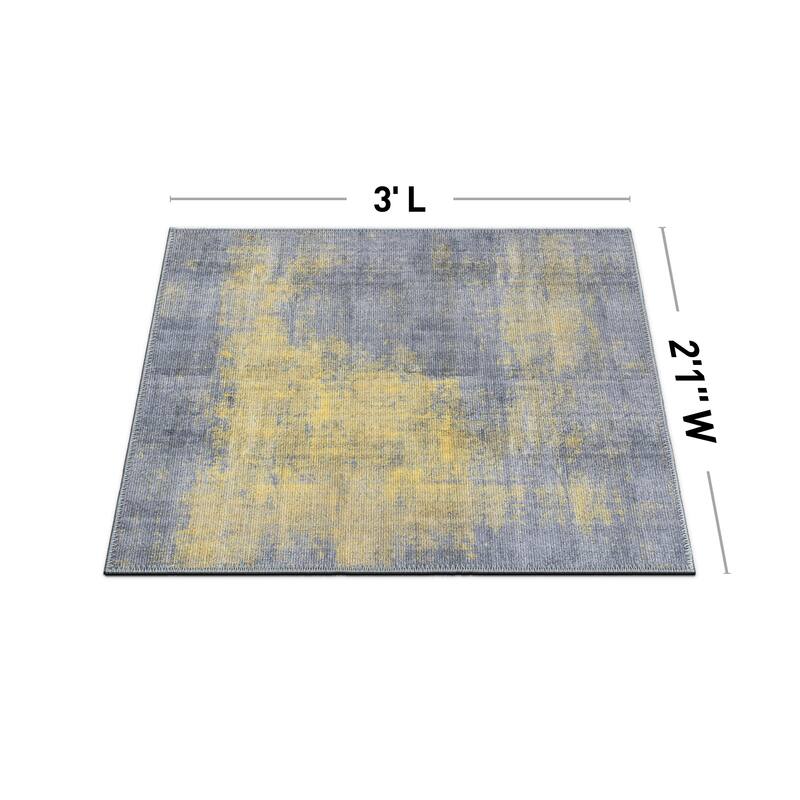 Contemporary Abstract Machine Washable Area Rug
