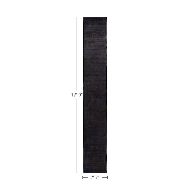 Overton Hand Knotted Wool Vintage Inspired Modern Contemporary Overdyed Brown Runner Rug - 2' 7" x 17' 9"