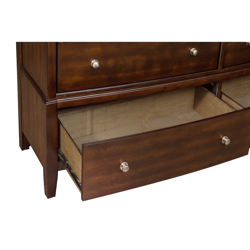 Wooden Dresser with Natural Grain Texture Finish and 6 Drawers, Brown