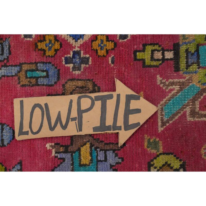 Hand Knotted Oriental 100% Wool Carpet Traditional Geometric Pink Tabriz Runner Rug - 10' 2'' X 3' 6''