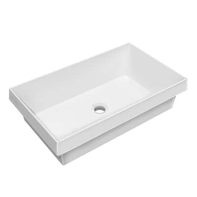Whitehaus B-AGS60 23-5/8" Rectangular Vitreous China Semi-Recessed
