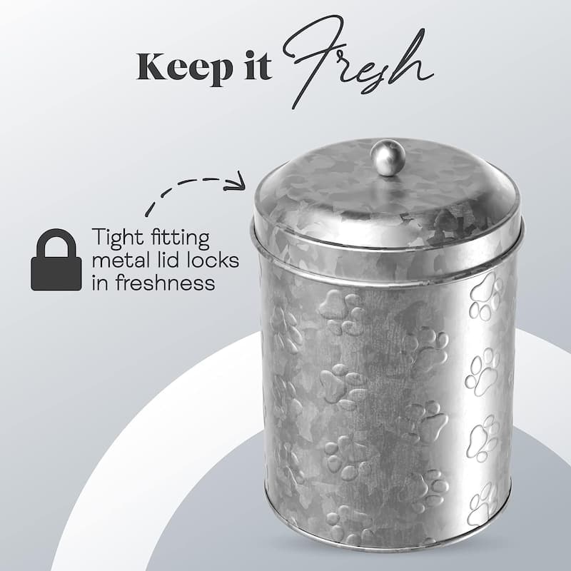 Amici Pet Puppy Paws Galvanized Food Canister