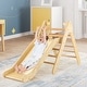 preview thumbnail 7 of 9, 2-in-1 Wooden Triangle Climber Set with Gradient Adjustable Slide - 34 x 18.8 x 28.9 inch (L x W x H) Natural