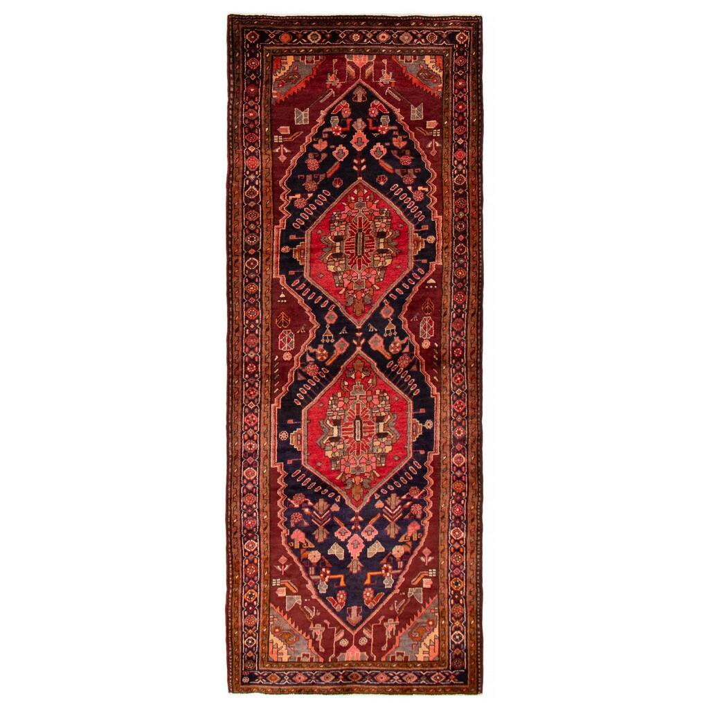 ECARPETGALLERY Hand-knotted Konya Anatolian Navy, Red Wool Rug - 3'10 x 9'8