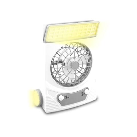 Rechargeable Camping Fan With Solar Panel With Work Light And Torch