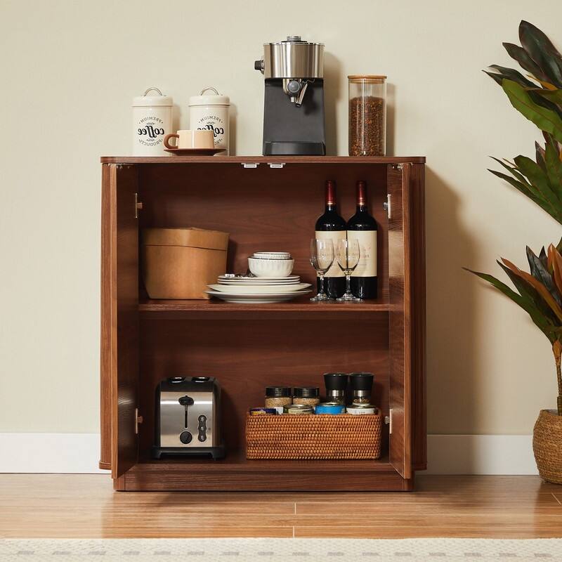 31.5" Buffet Cabinet Sideboard with Storage Curved Wave Design for Living Room and Bedroom Organization