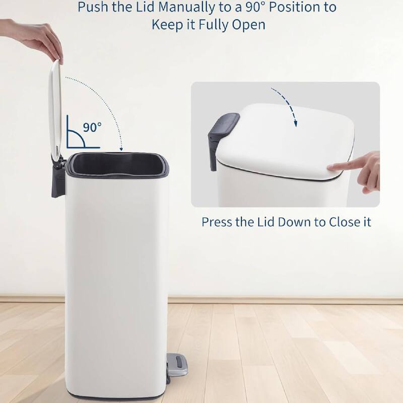 8 Gallon Step-On Kitchen Trash Can, Garbage Can for Home Office Bedroom