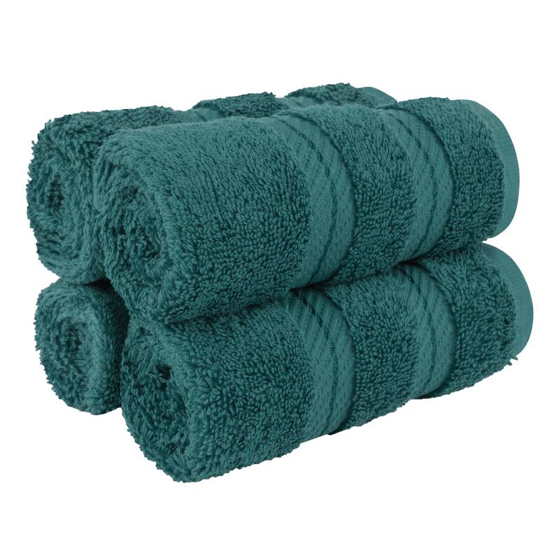 American Soft Linen Premium 100% Cotton 4-Piece Washcloth Set - Colonial Blue