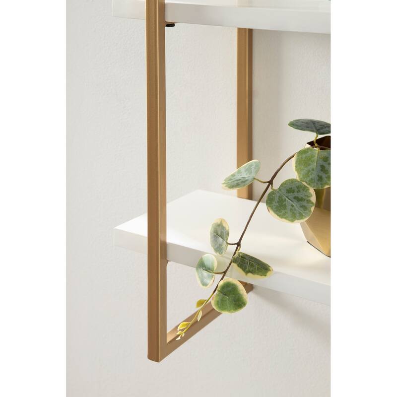 Kate and Laurel Leigh Wood and Metal Wall Shelf