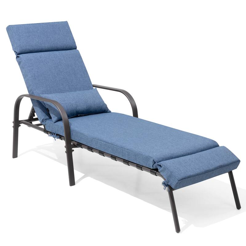 Patio Adjustable Chaise Lounge Chair with Cushion and Pillow for Outdoor & Indoor