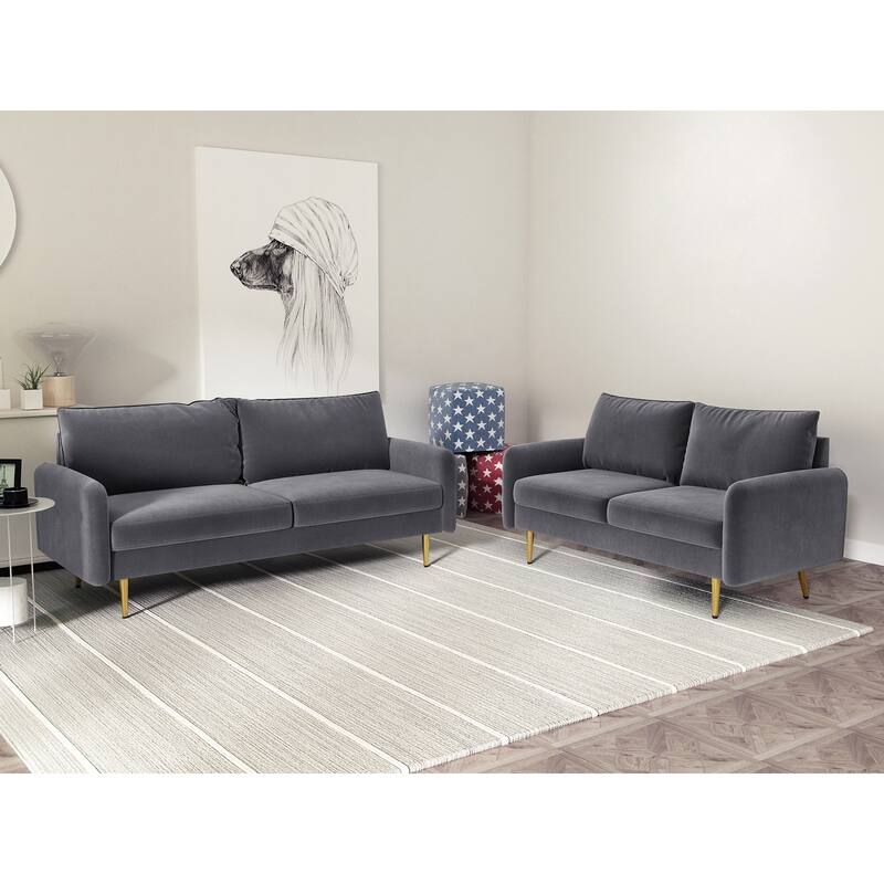 Velvet 2 Piece Loveseat and Sofa Living Room Set