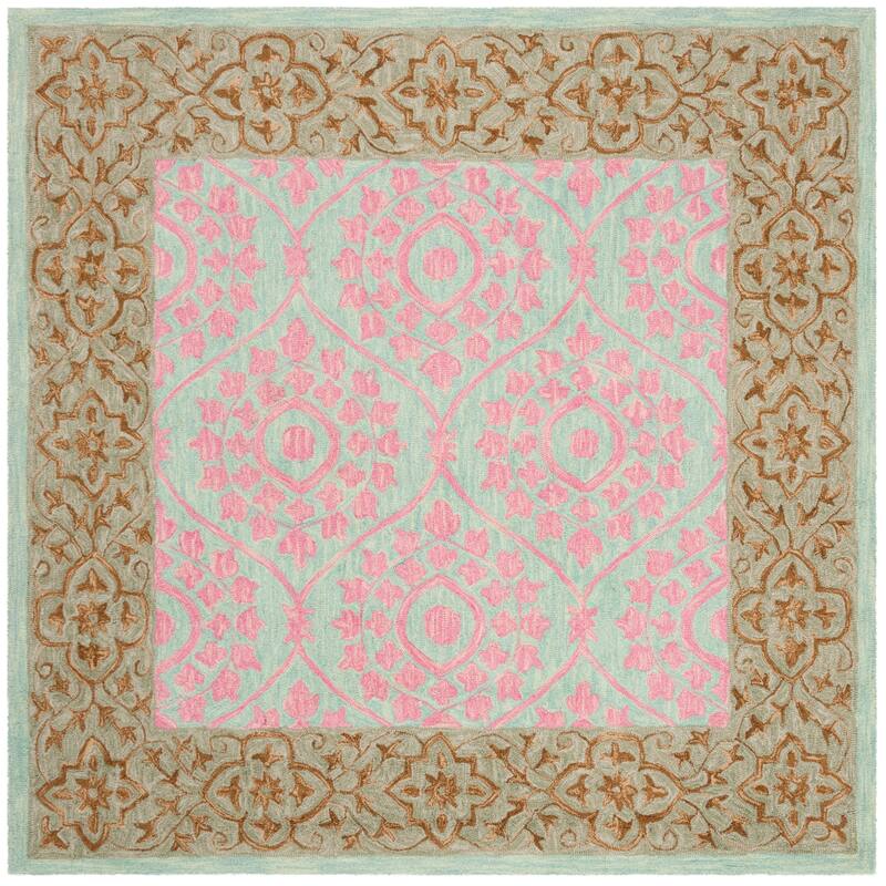 SAFAVIEH Handmade Suzani Keshia Boho Tribal Wool Rug - 5' Square - Taupe/Pink