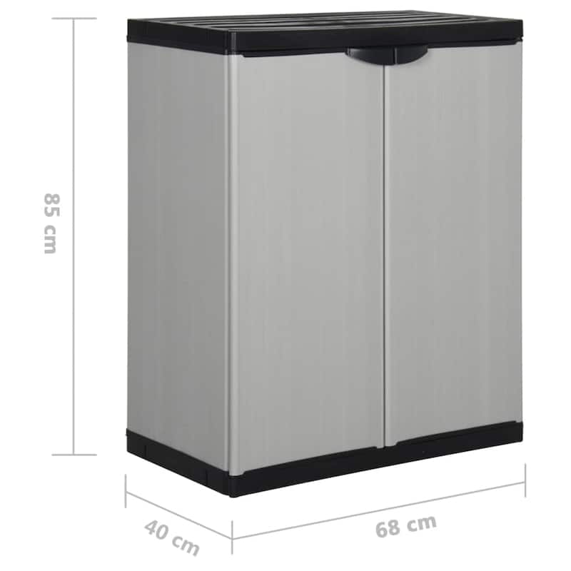 vidaXL Garden Cabinet Grey and Black PVC and Polypropylene Medium - 26.8 x 26.8 x 33.5