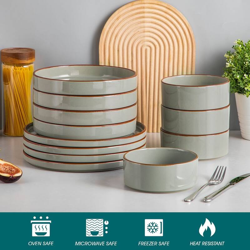 vancasso VENUS Stoneware 12-Piece Glossy Colored Glaze Dinnerware Set
