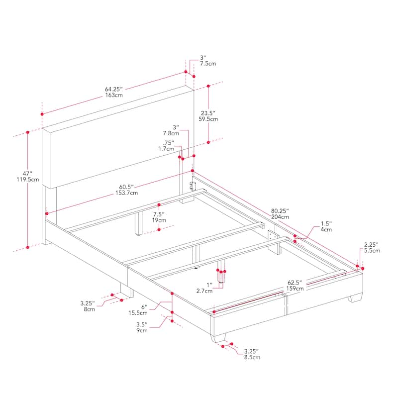 Nova Upholstered Modern Queen Bed, Box Spring Required