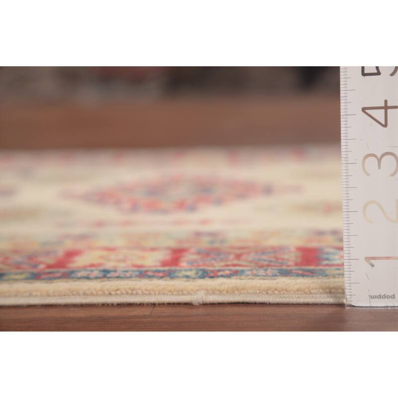 Geometric Kazak Foyer Rug Hand-Knotted Oriental Wool Carpet - 2'9" x 4'3"