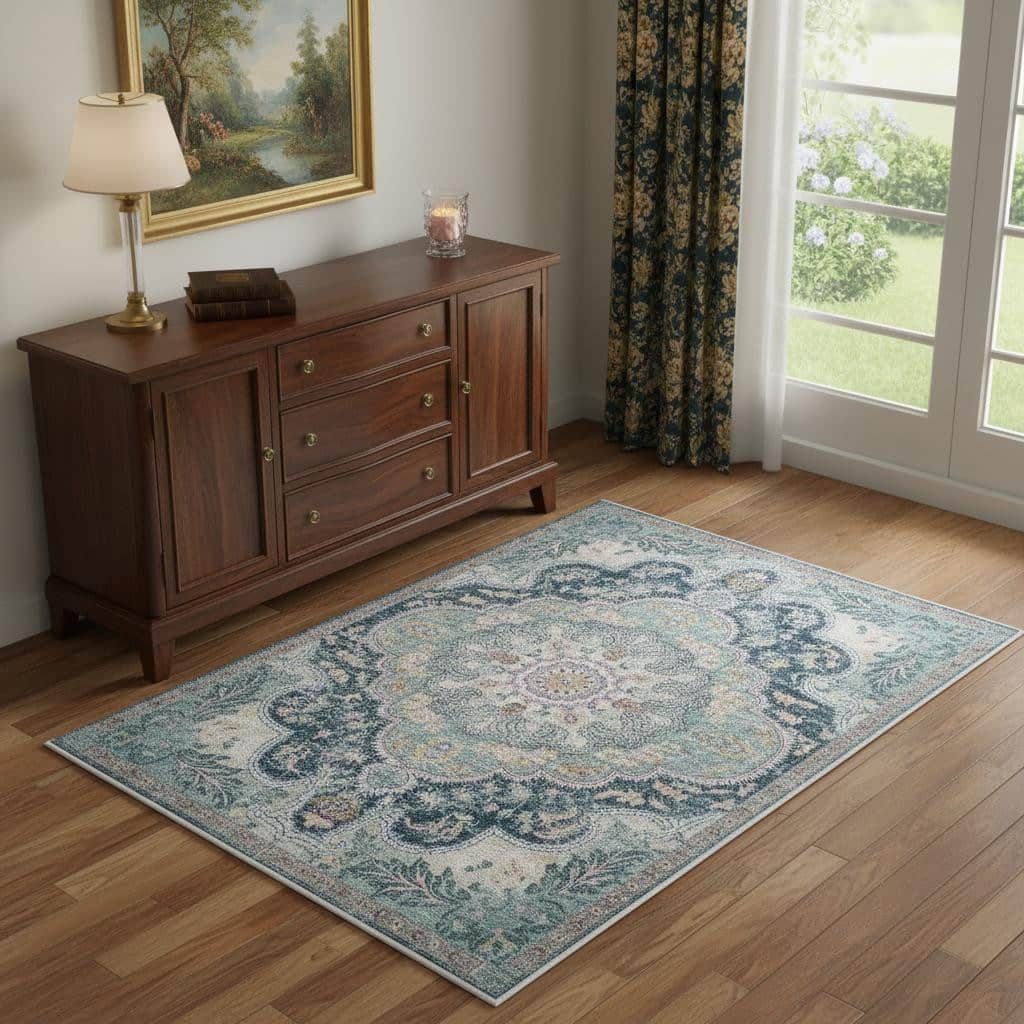 HomeRoots Medallion Traditional Rectangle Area Rug - 4' X 6'