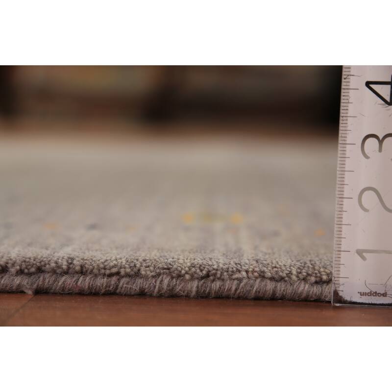 Contemporary Gabbeh Rug Hand-Knotted Beige Modern Wool Carpet - 5'3" x 7'8"