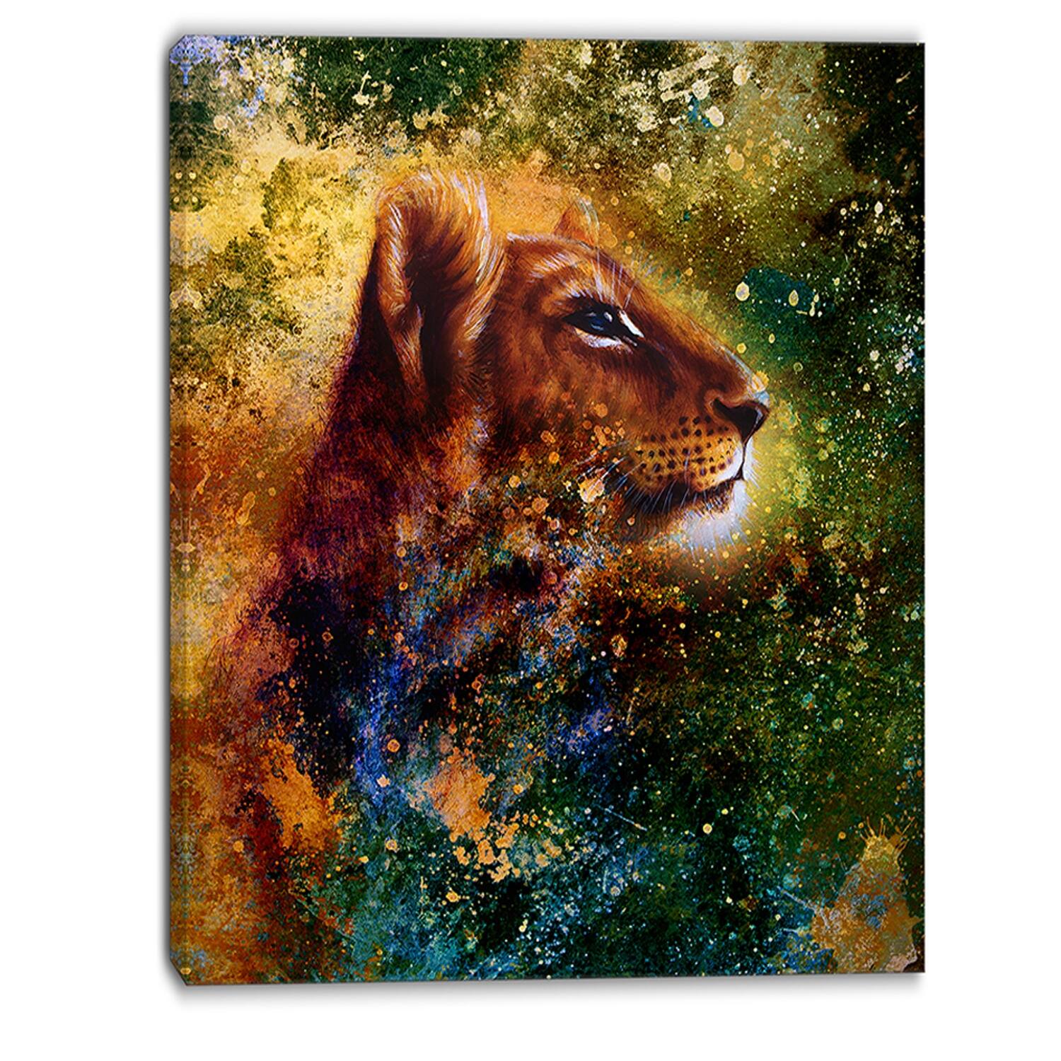 Designart "Thoughtful Lion Cub" Animal Art On Canvas Bed Bath