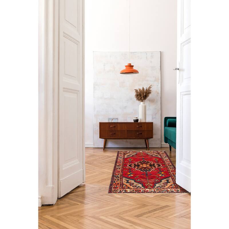 ECARPETGALLERY Hand-knotted Konya Anatolian Red Wool Rug - 3'10 x 7'6