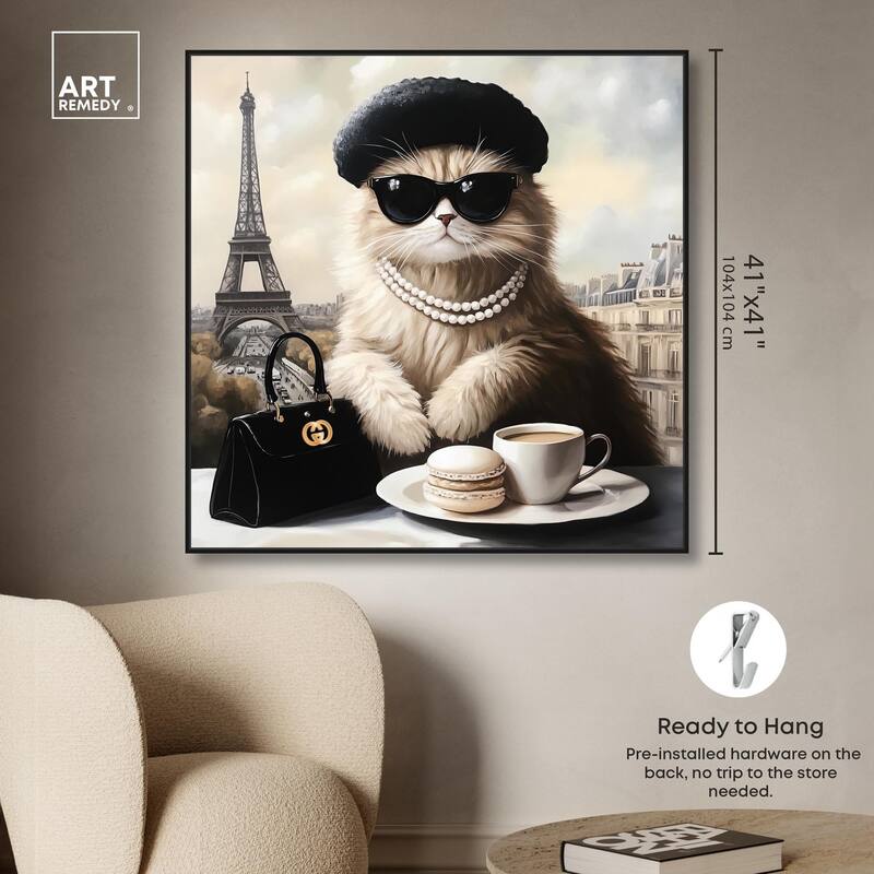 Cat in Paris Treats Canvas by Art Remedy