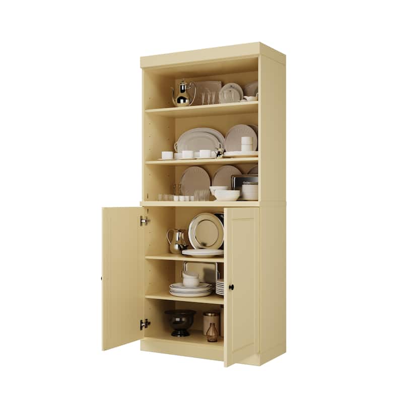 100% Solid Wood 32" Kitchen Pantry Cabinet with 2 Doors by Palace Imports