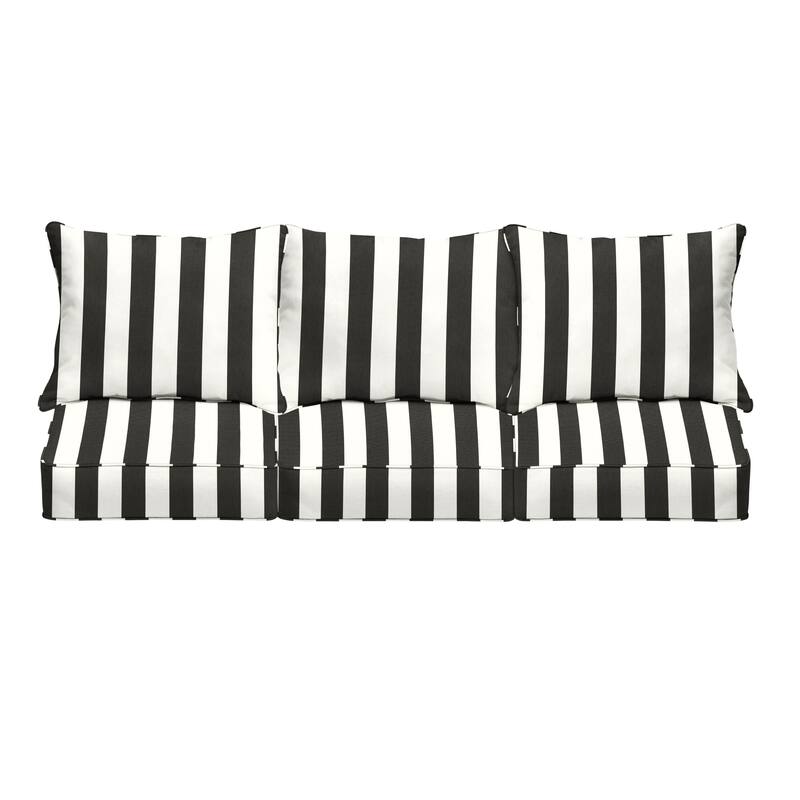 Sorra Home Sunbrella Outdoor Deep Seating Sofa Pillow and Cushion Set - 23 in W x 25 in D x 5 in H - Cabana Classic