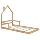 preview thumbnail 6 of 24, Twin Size Pine Wood House-Shaped Headboard Floor Bed with Handrails and Slats