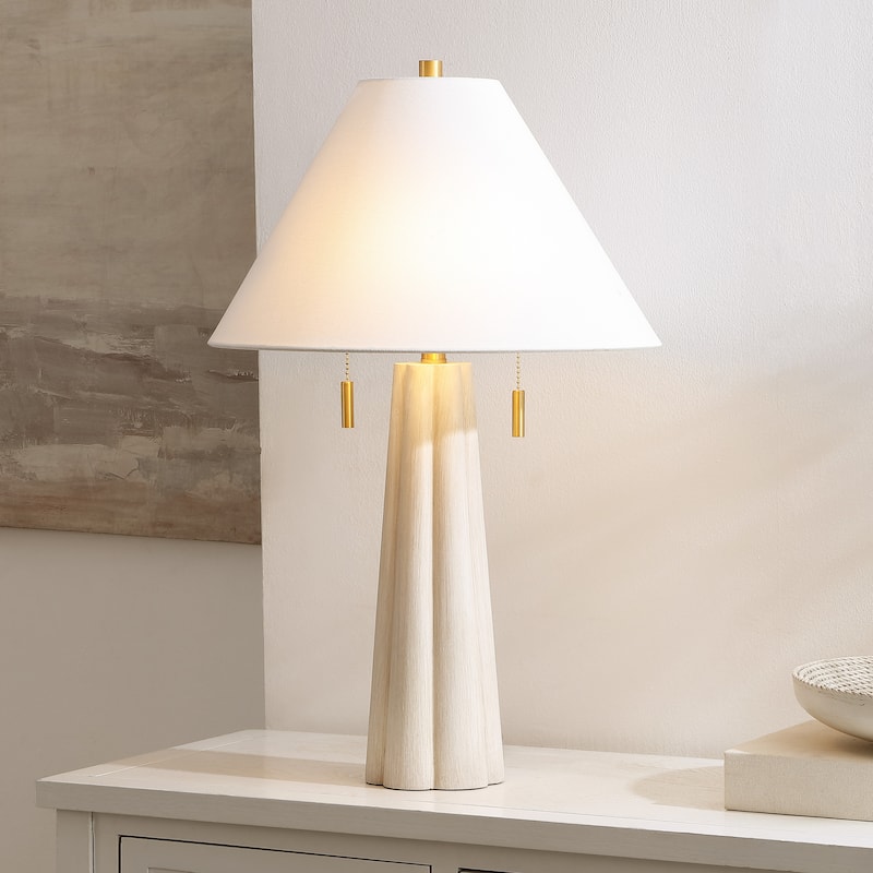 SAFAVIEH Couture Irena, 26-inch, Table Lamp - 16"W x 16"D x 26"H - White Washed/Gold