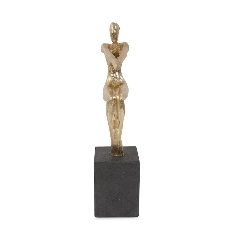 Allan Andrews Gold Resin Utkatasana Yoga Pose Sculpture on Graphite Base - 13.75"H x 3.25"W x 6.5"D