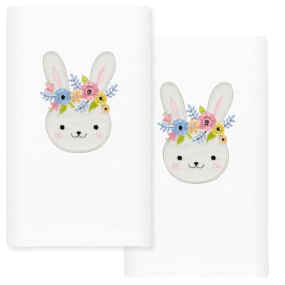 Authentic Hotel and Spa Flower Crown - Embroidered Luxury 100% Turkish Cotton Hand Towel (Set of 2)