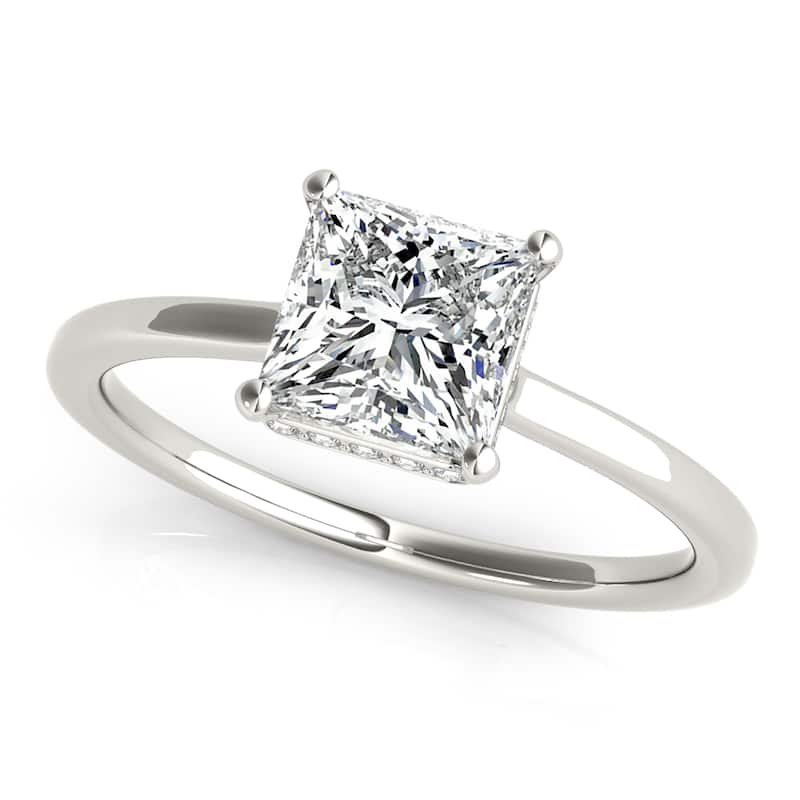 Auriya 14k White Gold Lab Grown Princess Diamond Halo Engagement Ring 0.50 to 5.00 ct. tw. (F-G VS) - 4.00 ct. center - 4.5
