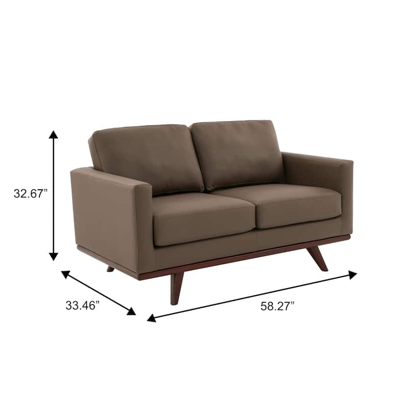 Chester Modern Loveseat 2 Seater Sofa Couch in Leather or Mesh Upholstery With Birch Wood Base for Living Room Bedroom Office