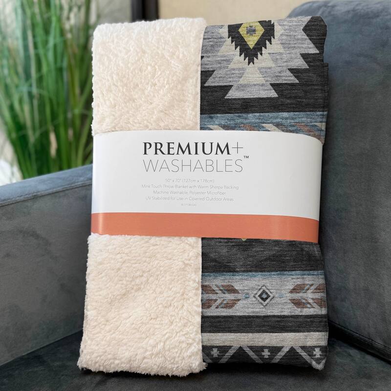 Premium Machine Washable ASB178 Southwest Tribal Sherpa Throw Blanket