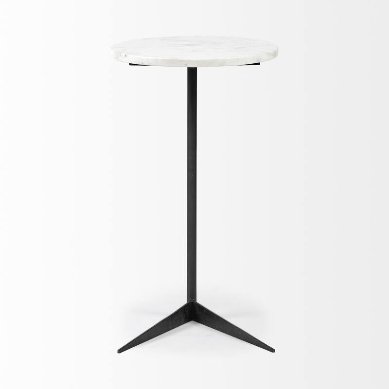 HomeRoots 27" Black And White Marble Round End Table - 15' X '27' X '15
