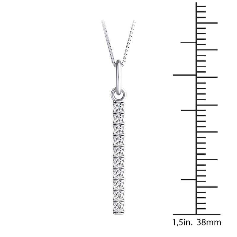 Auriya 14k Gold Ten Stone Vertical Bar 1/3ctw Diamond Necklace (H-I, I1-I2) - White H-I