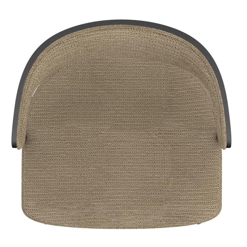 Modern Performance Fabric & Bentwood & Metal Dining Chair, Set of 4 - Dark Beige & Black