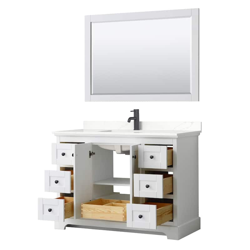 Avery 48-inch Single Vanity, Quartz Top, 46-inch Mirror