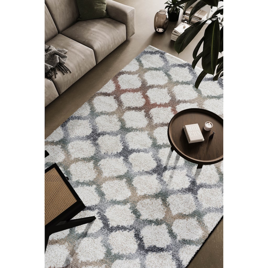 Rosalie Ivory, Rust, Beige, Gold, Green, Gray and Charcoal Polypropylene Area Rug - 6' x 9'