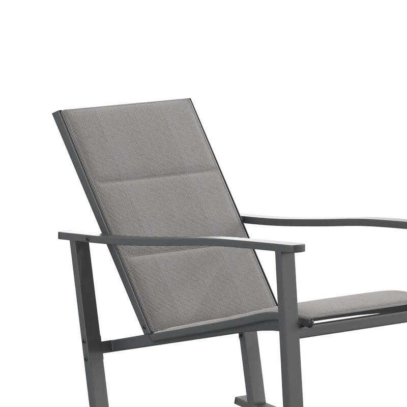 Set of 2 All Weather Flex Comfort Rocking Chairs with Metal Frames-Black/Black