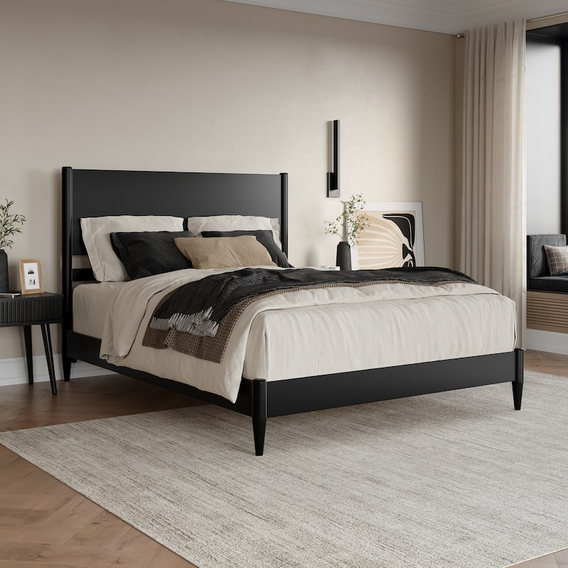 Pasadena Solid Wood Low Profile Platform Bed - Black - Queen