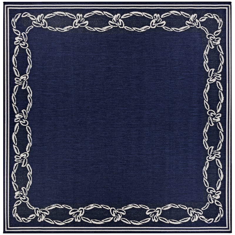 Dream Decor Rugs Pergola Link Blue Ivory Indoor Outdoor Area Rug - 8'6" Square