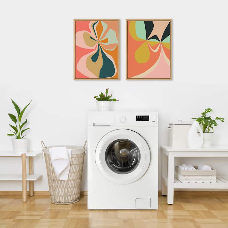 Kate and Laurel Sylvie Retro Floral 4 Framed Canvas by Alicia Bock
