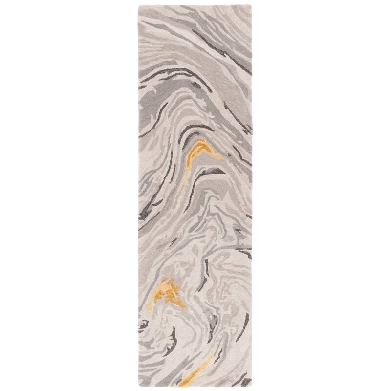 SAFAVIEH Handmade Soho Brittanie Modern Wool Rug - 2'3" x 8' Runner - Grey/Gold