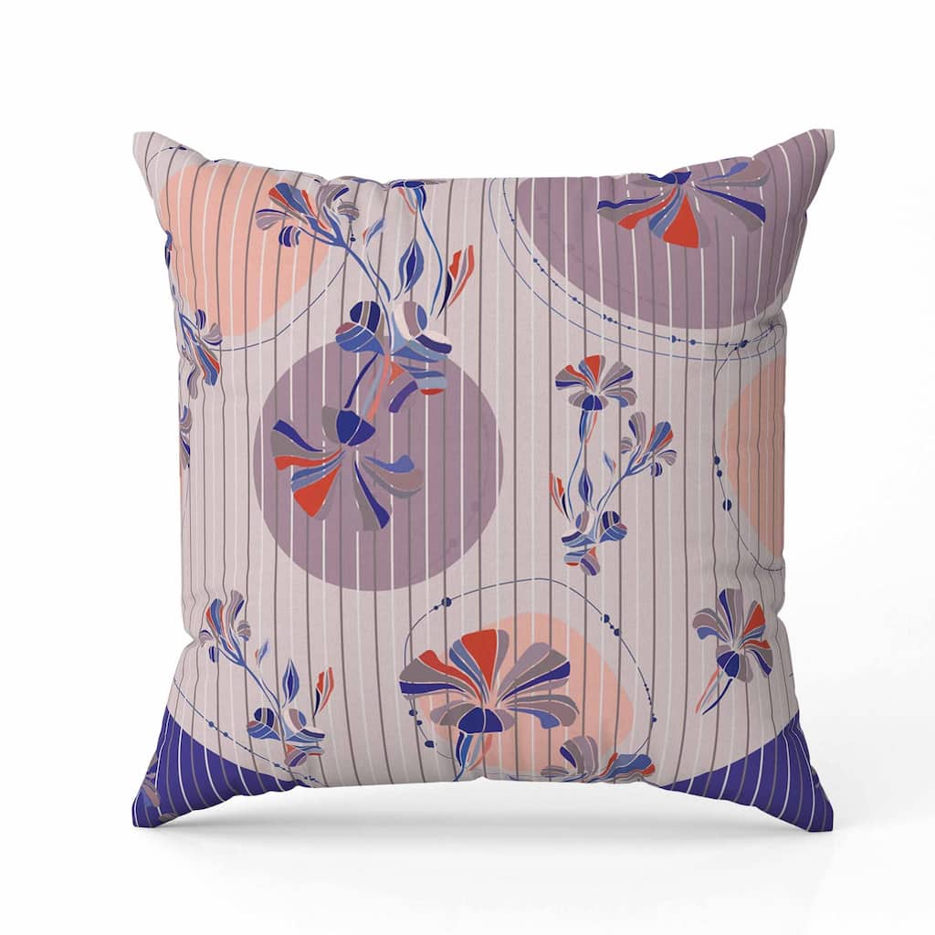 Circular Garden Indoor/Outdoor Reversible Throw Pillow Lavender and Blue