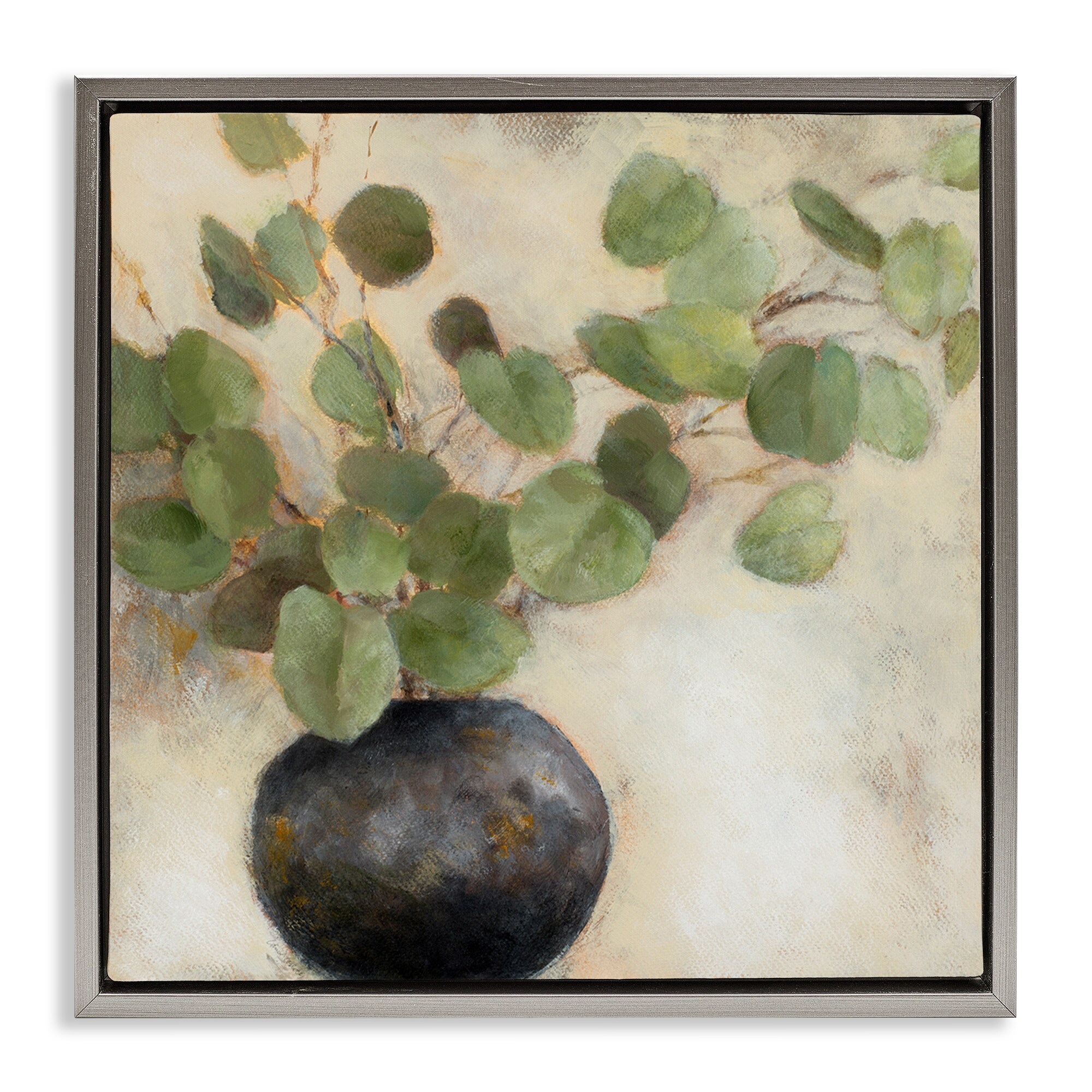 Stupell Green Potted Eucalyptus Leaves Framed Floater Canvas Wall Art Design by Lanie Loreth